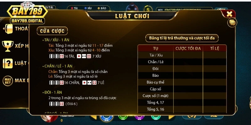 Trò chơi có quy tắc tương tự như phiên bản đặt cược tài xỉu truyền thống