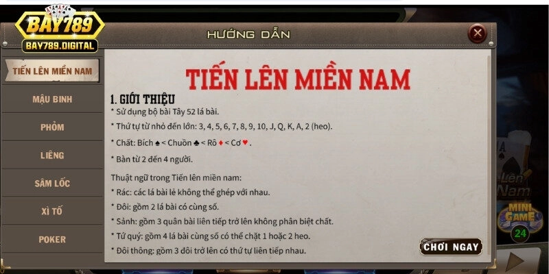 Bài tiến lên sử dụng bộ tú khơ lơ 52 lá quen thuộc