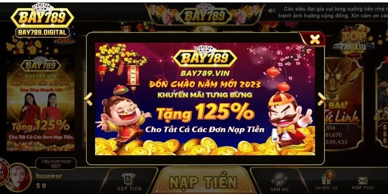 Thưởng nạp đầu 125% để người chơi có vốn tham gia game bài